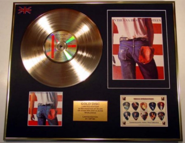 bruce springsteen greatest hits album art. BRUCE SPRINGSTEEN/CD GOLD DISC/ALBUM ART/GUITAR PICKS/COA/MASSIVE ITEM