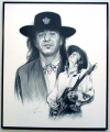 Stevie Ray Vaughan, Charcoal print framed