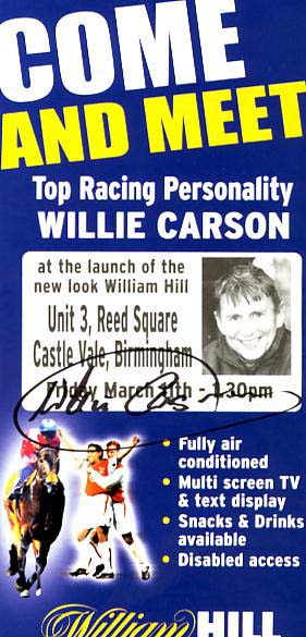 WILLIE CARSON/SIGNED FLYER/6X4/COA