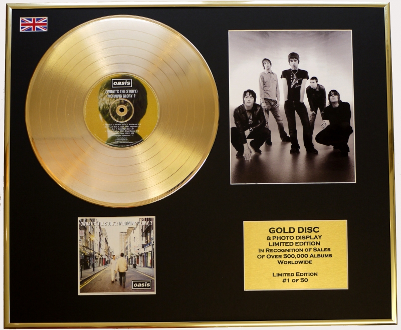 Century Presentations OASIS MORNING GLORY WHATS THE STORY Limited Edition CD 24 Carat Gold Coated LP Disc - 
