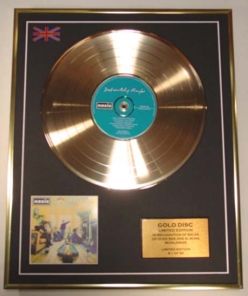 OASIS/CD DISPLAY/LIMITED EDITION/COA/DEFINITELY MAYBE