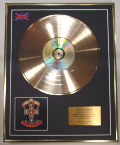 GUNS N' ROSES/LIMITED EDITION/CD GOLD DISC/ALBUM 'APPETITE FOR