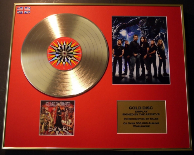 IRON MAIDEN/CD GOLD DISC & SIGNED PHOTO DISPLAY/COA