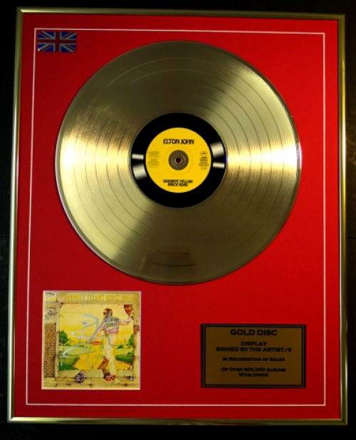 ELTON JOHN/CD GOLD DISC/RECORD/SIGNED/COA/GOODBYE YELLOW BRICK ROAD