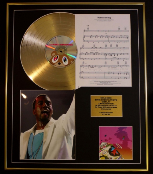 Kanye West Cd Gold Disc Song Sheet Photo Display Album