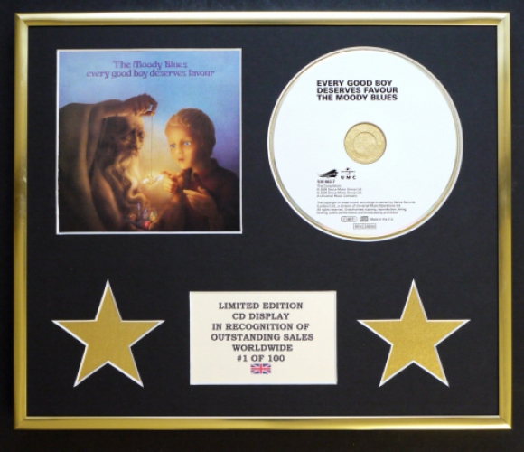 THE MOODY BLUES/LIMITED EDITION CD GOLD DISC/RECORD/COA/EVERY GOOD BOY DESERVES FAVOUR 
