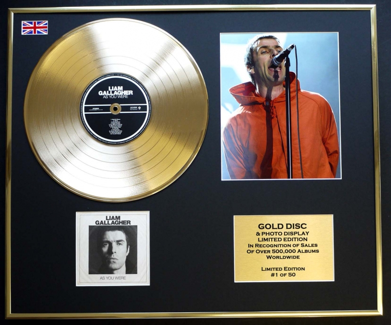 LIAM GALLAGHER/MINI METAL GOLD DISC & PHOTO DISPLAY/LIMITED EDITION/COA/AS YOU WERE