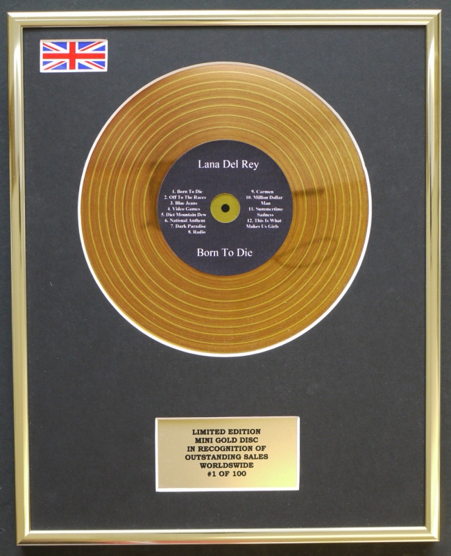 Limited Edition mini gold disc Display LANA DEL REY/MINI GOLD DISC DISPLAY/LIMITED EDITION/COA/BORN TO DIE 