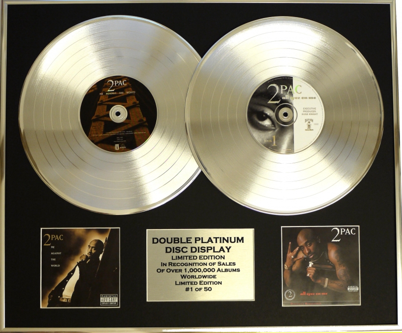 2PAC /DOUBLE PLATINUM DISC RECORD DISPLAY LTD EDITION ME AGAINST THE