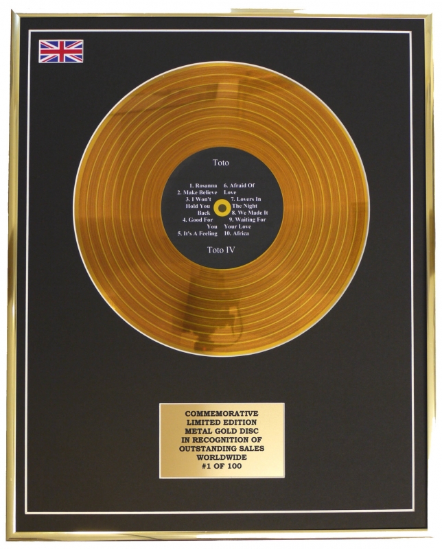 TOTO - TOTO IV METAL GOLD RECORD DISPLAY COMMEMORATIVE LTD ED
