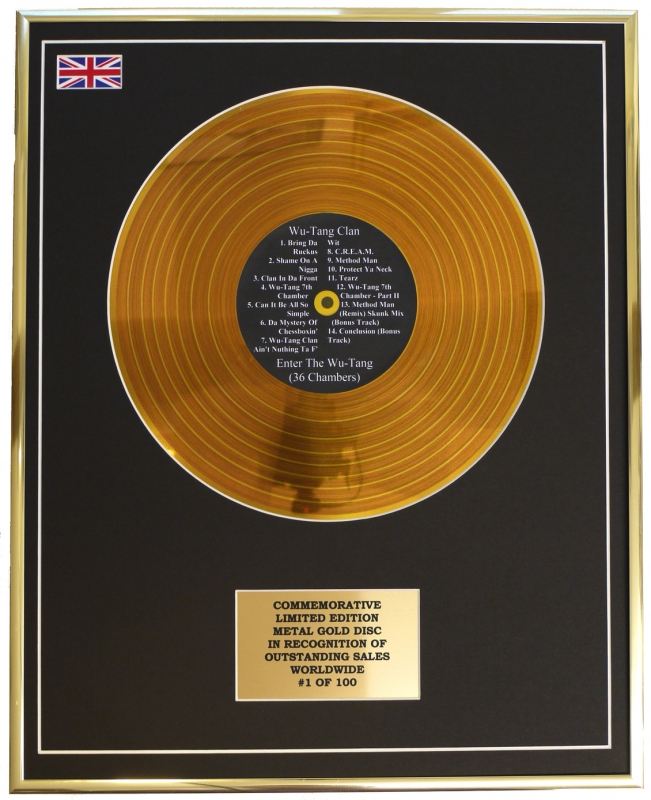 Wu Tang Clan Enter The Wu Tang 36 Chambers Metal Gold Record