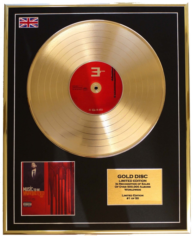 EMINEM /LTD. EDITION CD GOLD DISC/RECORD/ MUSIC TO BE MURDERED BY