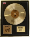 AC/DC/LTD EDITION CD GOLD DISC/ALBUM 'FOR THOSE ABOUT TO ROCK'