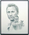 Daniel Craig/Charcoal print framed