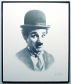 Charlie Chaplin/Charcoal print framed