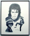 Michael Jackson/Charcoal print framed