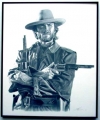 Clint Eastwood/Charcoal print framed