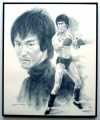 Bruce Lee/Charcoal print framed