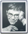 Elton John/Charcoal print framed