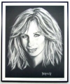Barbra Streisand/Charcoal print framed
