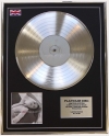 CELINE DION/LTD EDITION CD PLATINUM DISC/ONE HEART