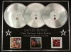 DAVID BOWIE/TRIPLE PLATINUM ALBUM DISPLAY/DIAMOND DOGS + LET'S DANCE + NEVER LET ME DOWN/COA