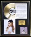 ARIANA GRANDE/CD GOLD DISC, SONG SHEET & PHOTO DISPLAY/ALBUM MY EVERYTHING/SONGSHEET ONE LAST TIME