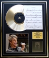 DAVID BOWIE/CD GOLD DISC, SONG SHEET & PHOTO DISPLAY/ALBUM BLACKSTAR/SONGSHEET LAZARUS