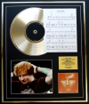 ED SHEERAN/CD GOLD DISC, SONG SHEET & PHOTO DISPLAY/ALBUM + /SONGSHEET THE A TEAM