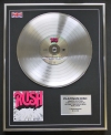 RUSH/LTD EDITION CD PLATINUM DISC/RECORD/RUSH